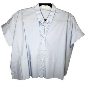 Everlane Light Slate Blue Boxy Button-Down Short-Sleeve Cotton Shirt Size 4